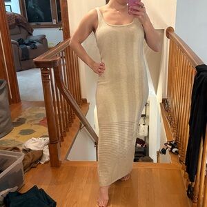 Sleeveless Knit Maxi Dress in Light Beige